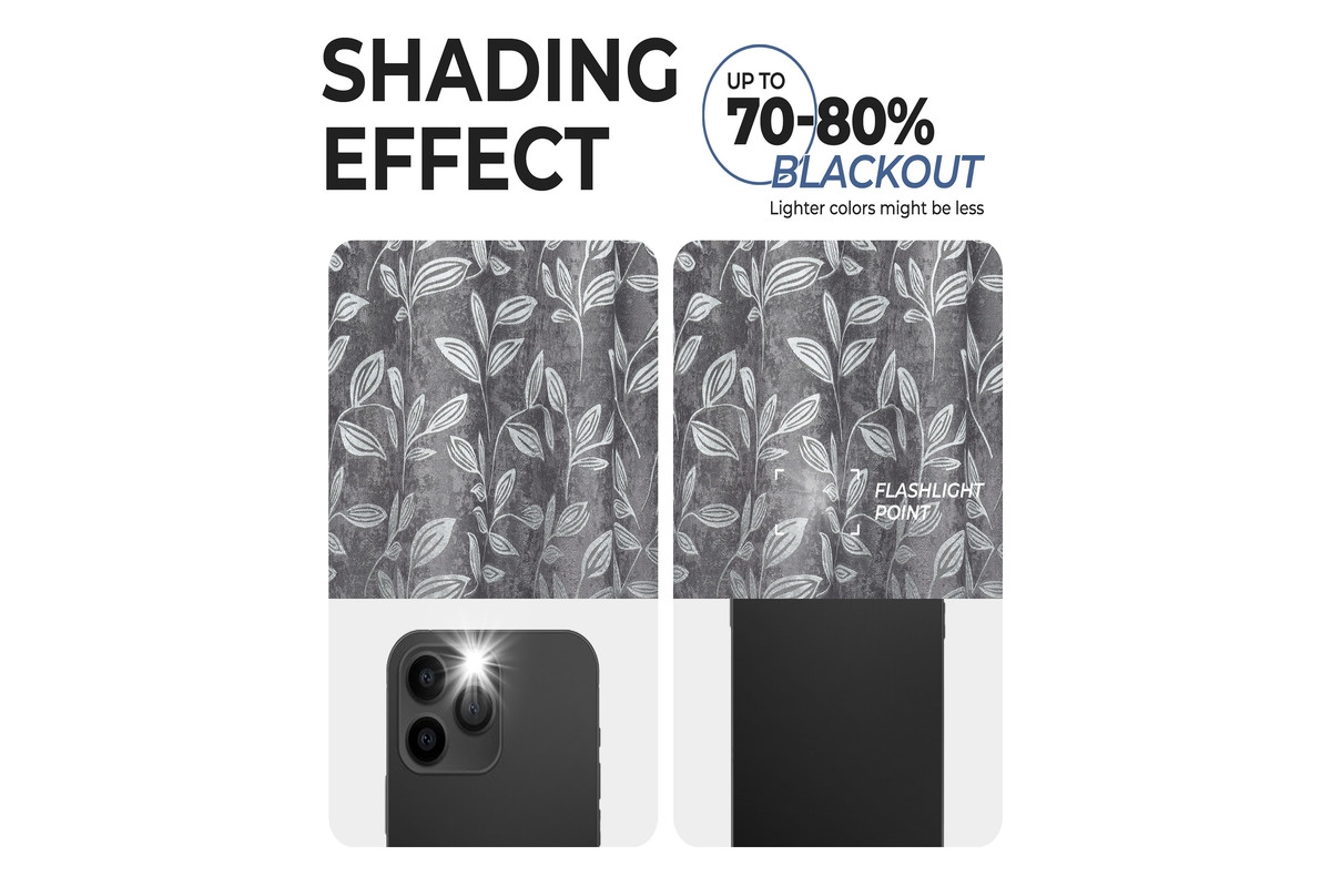 Superior Leaves Modern Bohemian Back Tab Blackout Curtain Set