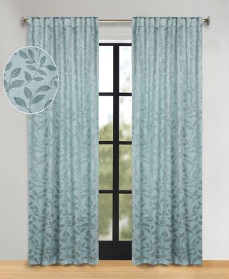Leaves Modern Bohemian Back Tab Blackout Curtain Set, 52"x 108"