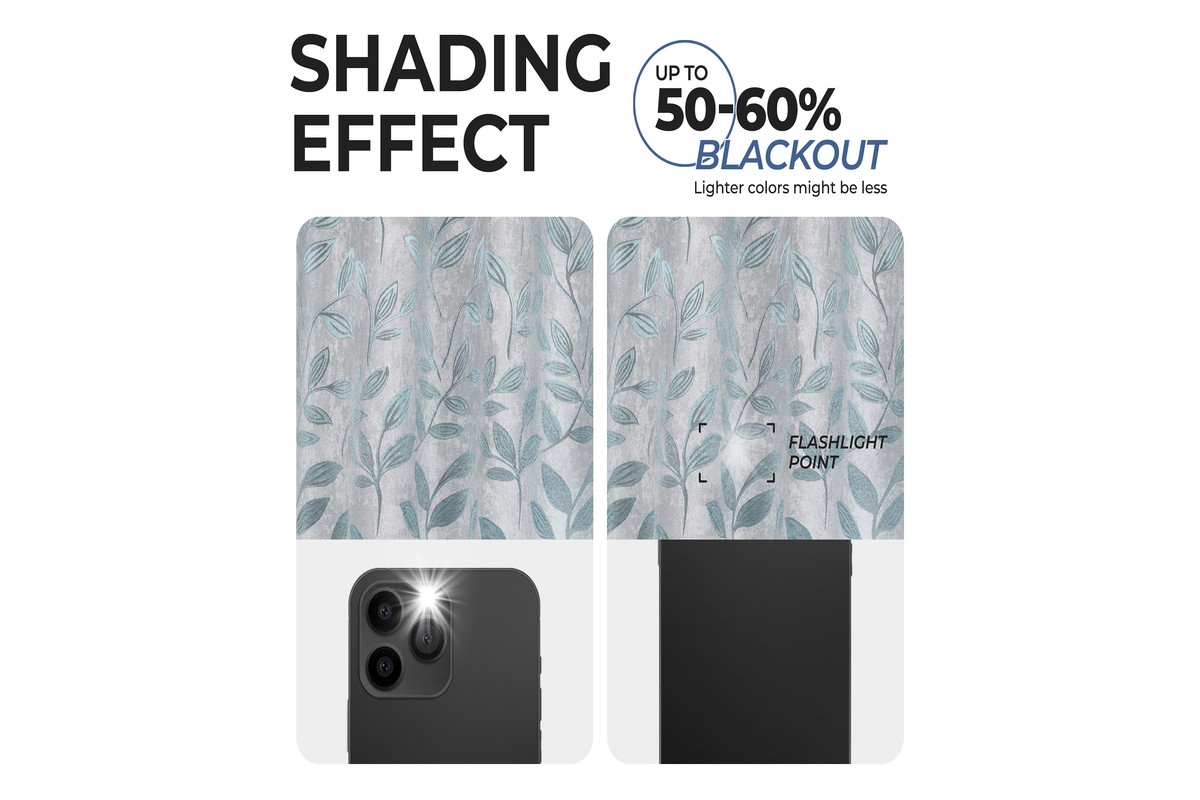 Superior Leaves Modern Bohemian Back Tab Blackout Curtain Set