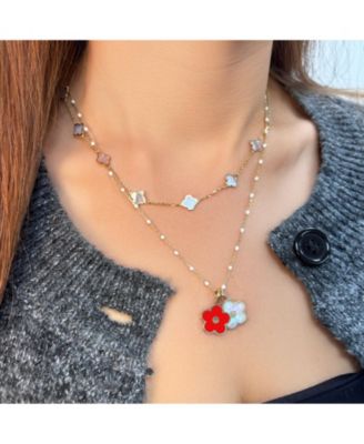 Coral Cherry Blossom Charm 14K Gold