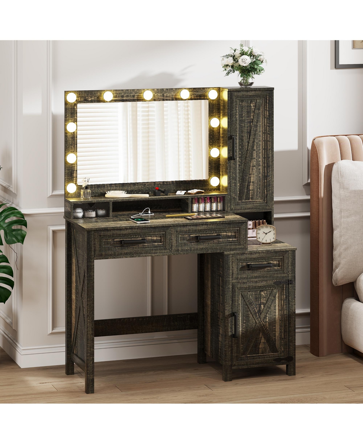 Vlsrka Vanity Desk with Mirror and Light