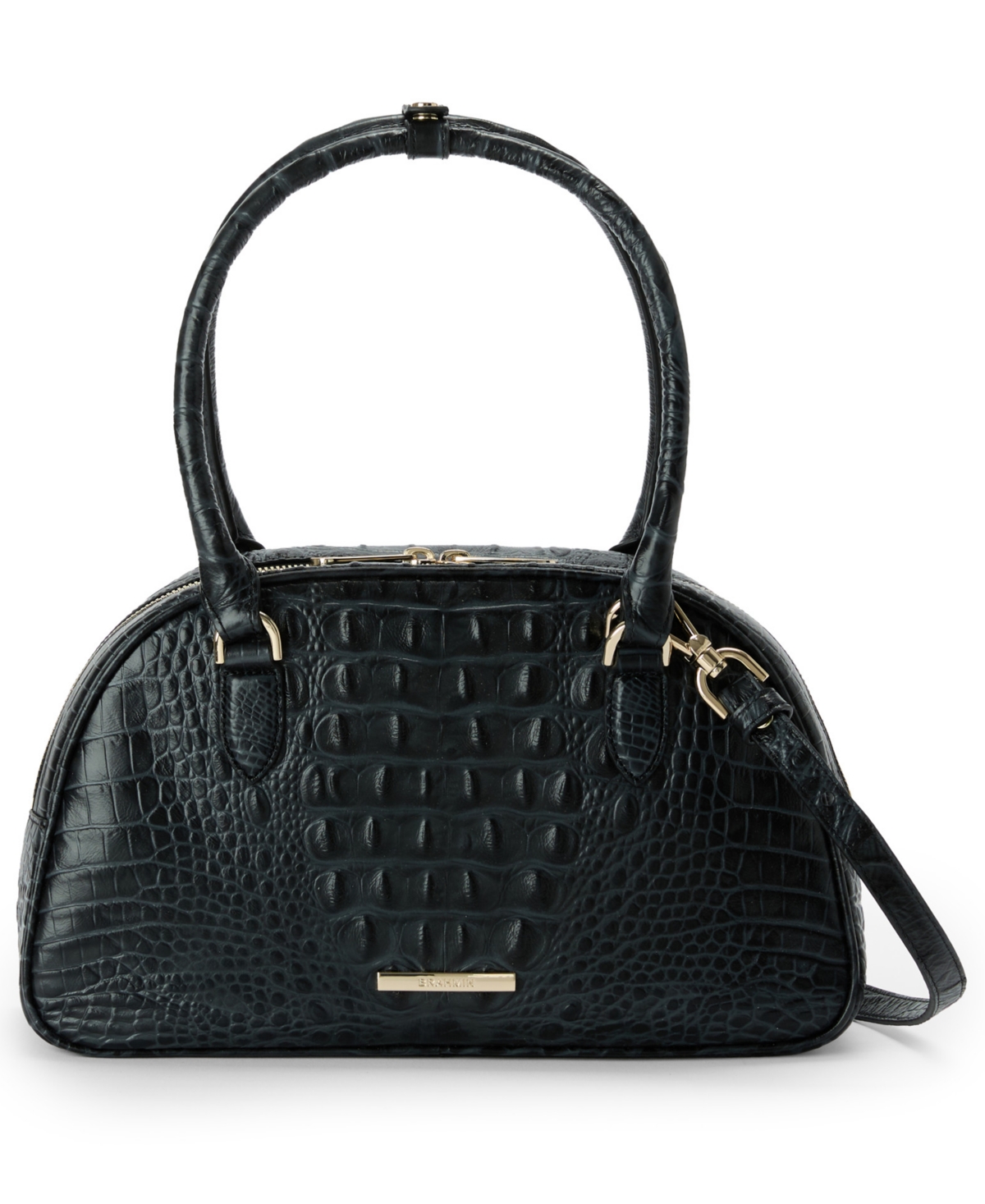Brahmin Angie Alden Road Leather Medium Satchel Bag In Black