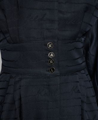 Women's Tonal Long Sleeve Collared Jacquard Dress