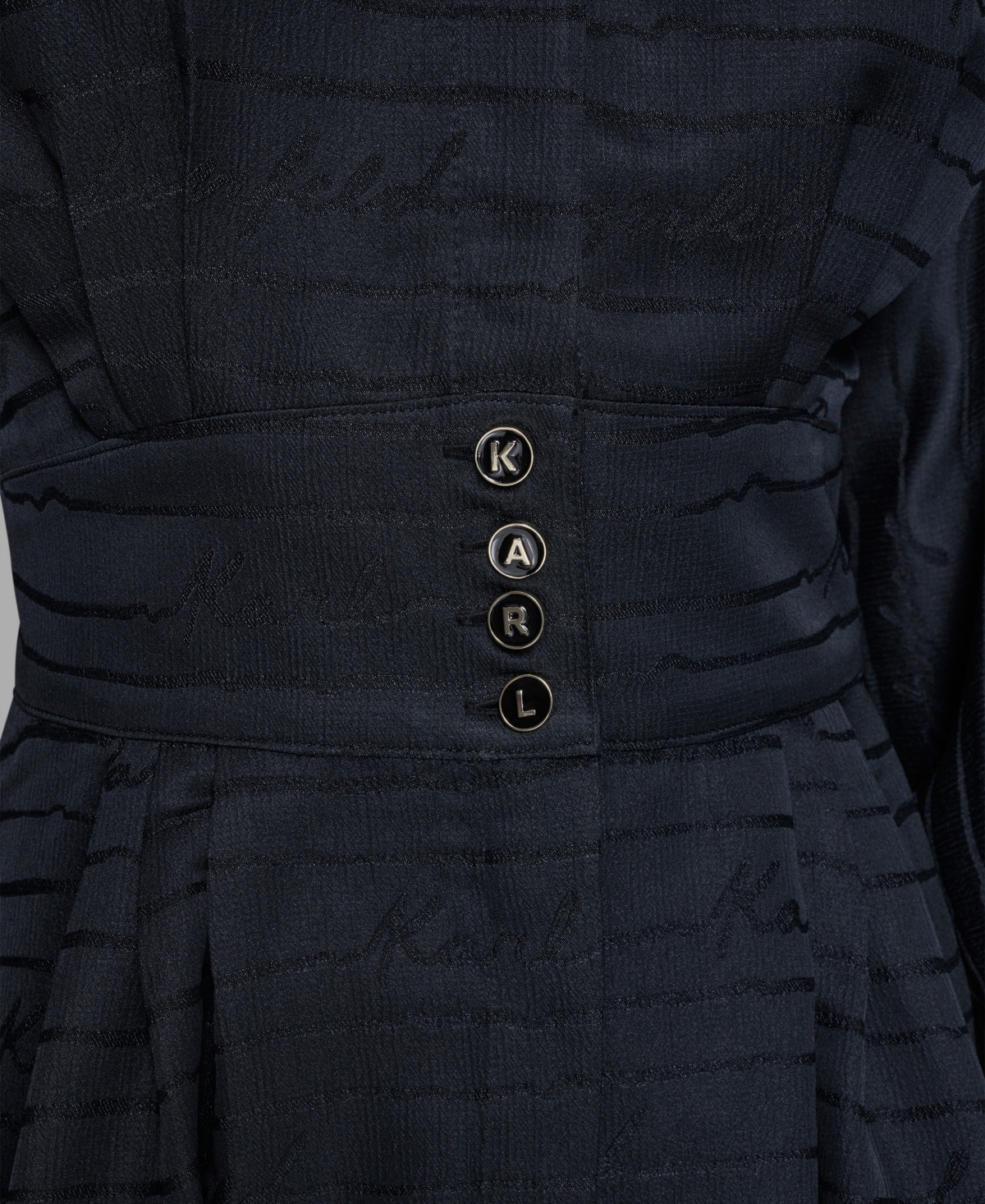 Karl Lagerfeld Paris Women's Tonal Long Sleeve Collared Jacquard Dress