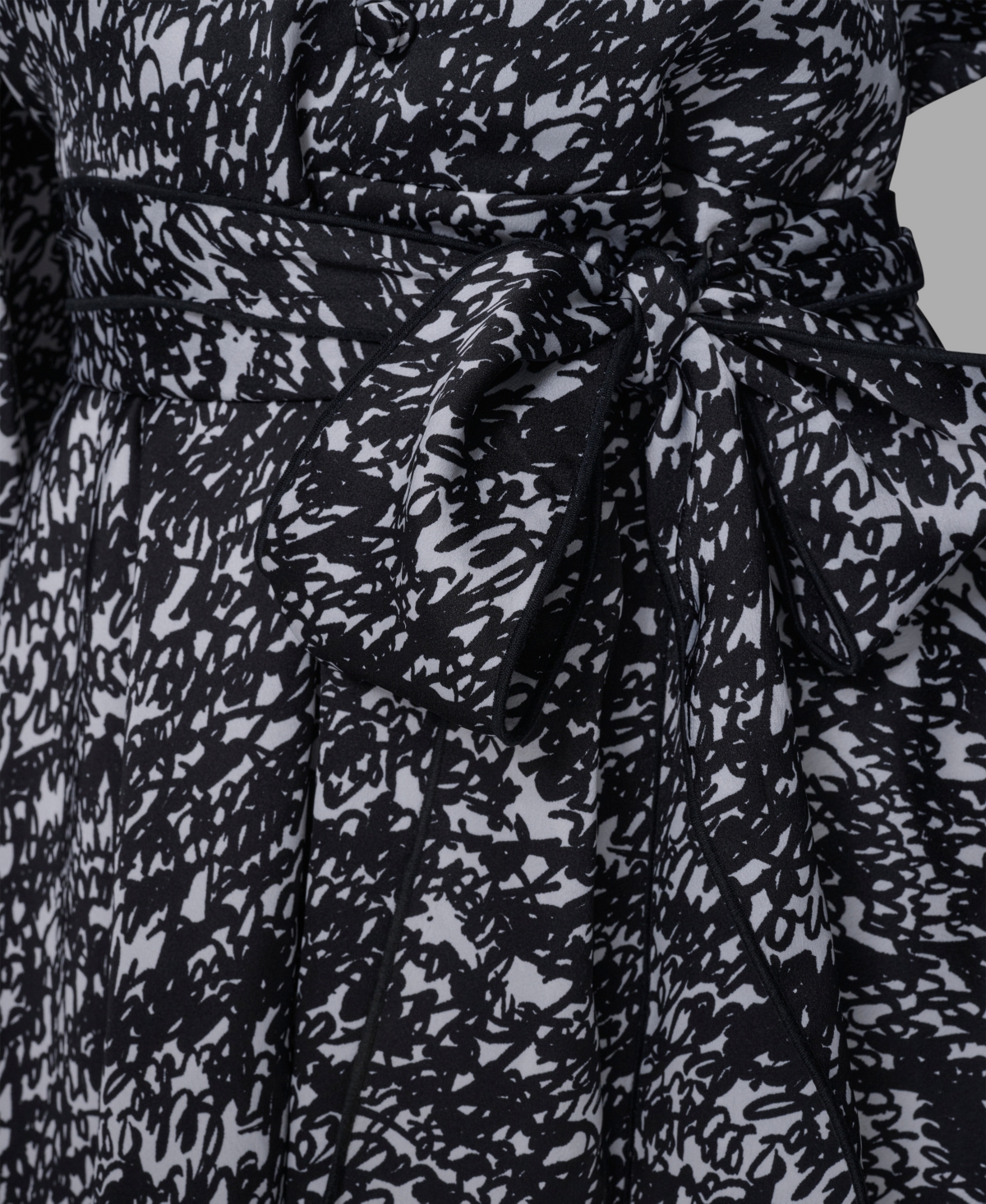 Karl Lagerfeld Paris Women's Printed Satin Ruffle V-Neck Dress