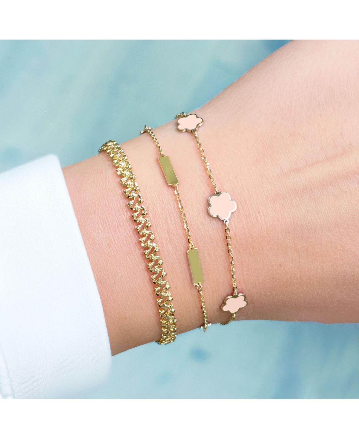 The Lovery Pink Pearl Flower Bracelet 14K Gold