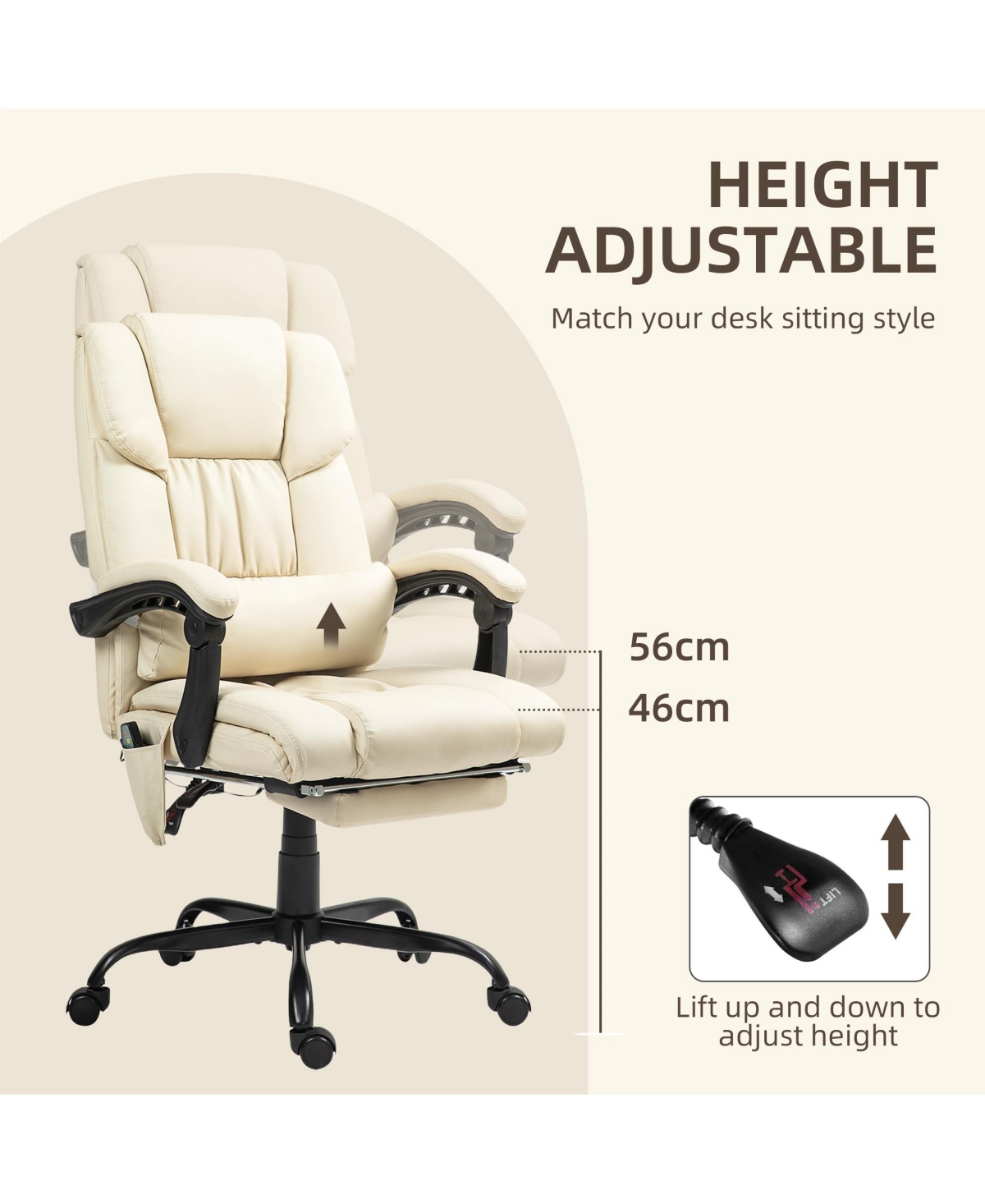 Vinsetto Massage Office Chair, Chair with 6 Vibration Points