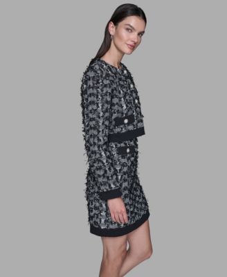 Women's Cropped Tweed Button Front with Jacket