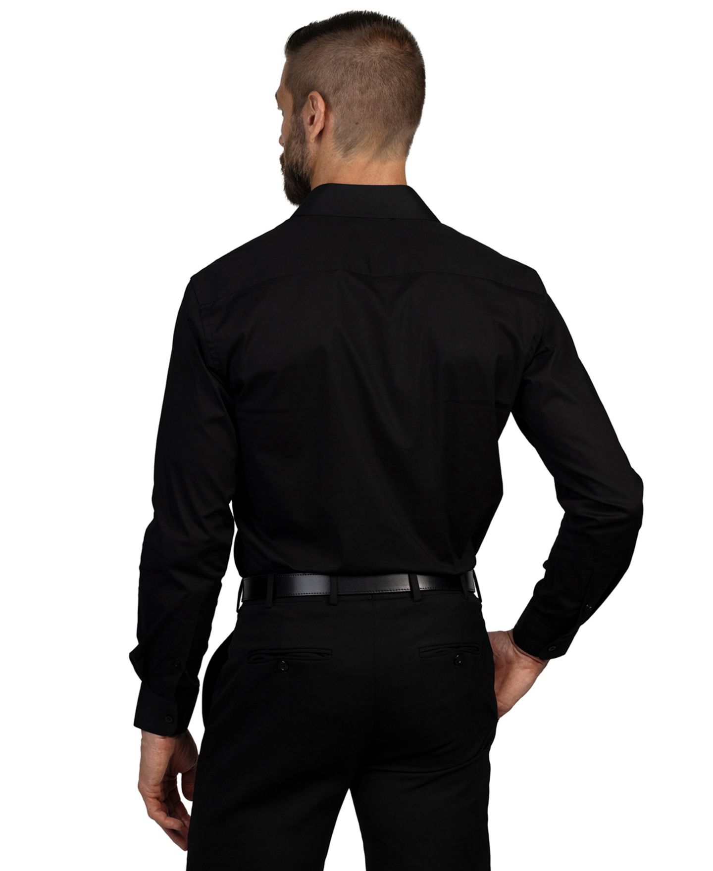 Мужская рубашка Vince Camuto Solid Slim-Fit Dress Shirt, цвет: Чёрный однотонный — фото 3