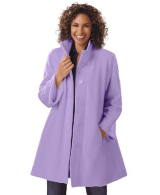 Plus Size Fleece Swing Funnel-Neck Coat