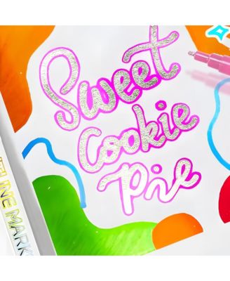 24 Colors Dual-Line Highlighter, Sparkle Markers, Multicolor Glitter Pen Outline Marker Set for Writing, Drawing and Greeting Cards