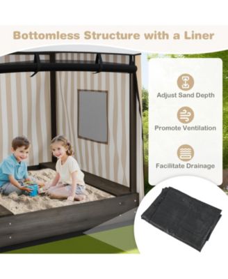 Wooden Sandbox With Canopy For Children 3+ Years Old