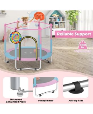 60 Inch Kids Trampoline Toddler Recreational Trampoline With Basketball Hoop