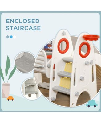 Toddler Swing and Slide Set with Basketball Hoop, Rocket Theme,