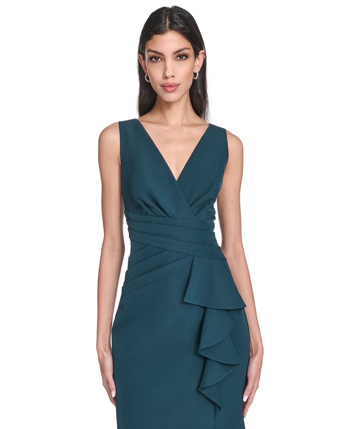 Eliza J Laguna Ruffle Mermaid Gown In Blue