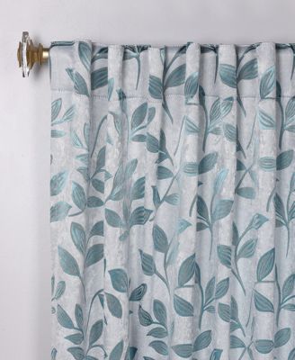 Leaves Modern Bohemian Back Tab Blackout Curtain Set, 52"x 63"