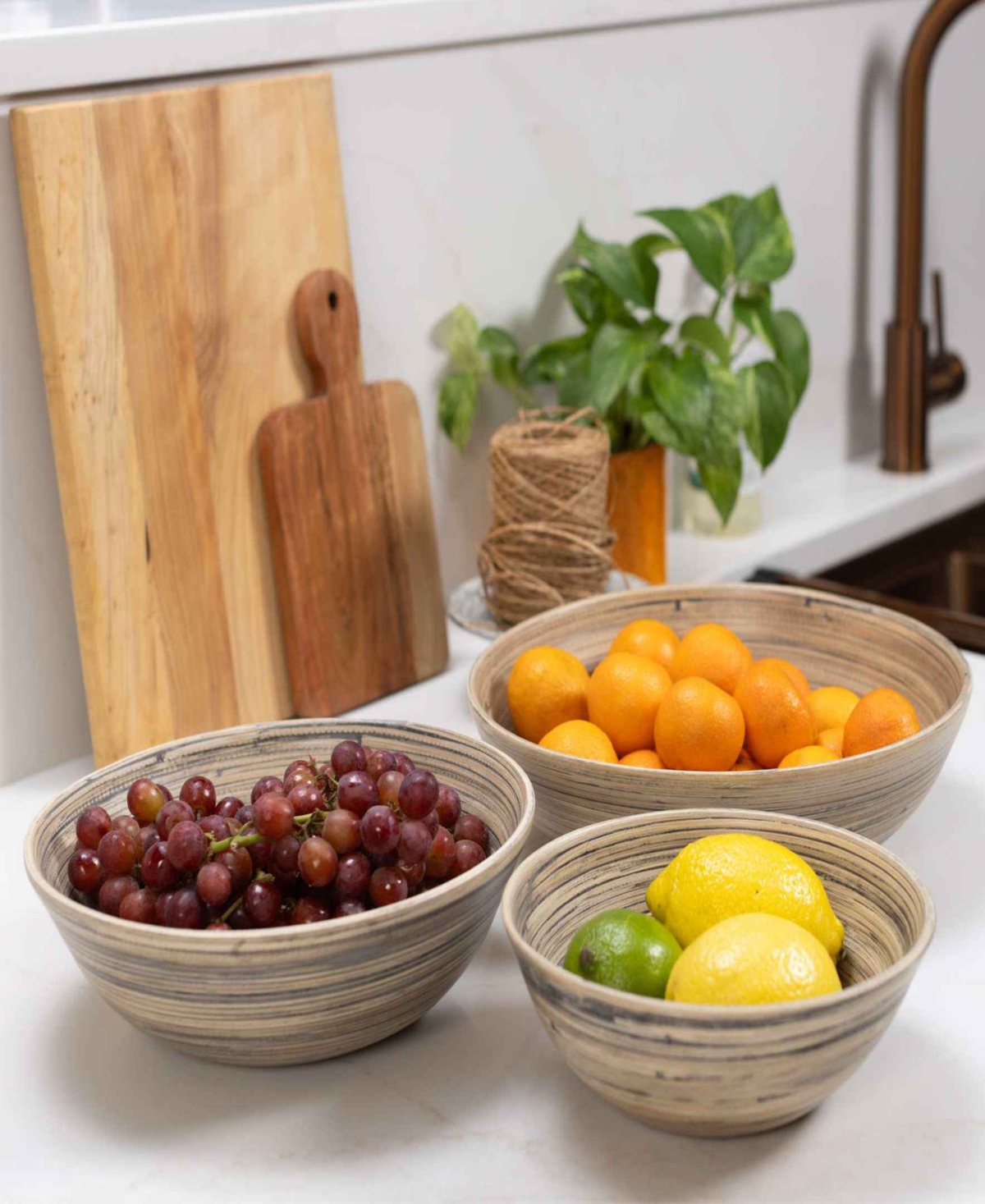 Joyce Chen Lexa Collection 3-pc. Serving Bowl Set In Brown