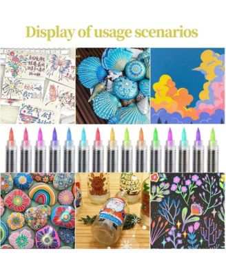 48 Colors Acrylic Paint Pens, Fabric Markers, Waterproof Coloring Pens Set for Ceramic Stone Rock Canvas Fabric Wood Kids And Adults