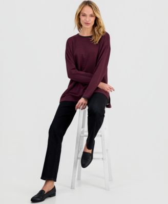 Women's Terry Striped Long-Sleeve Top
