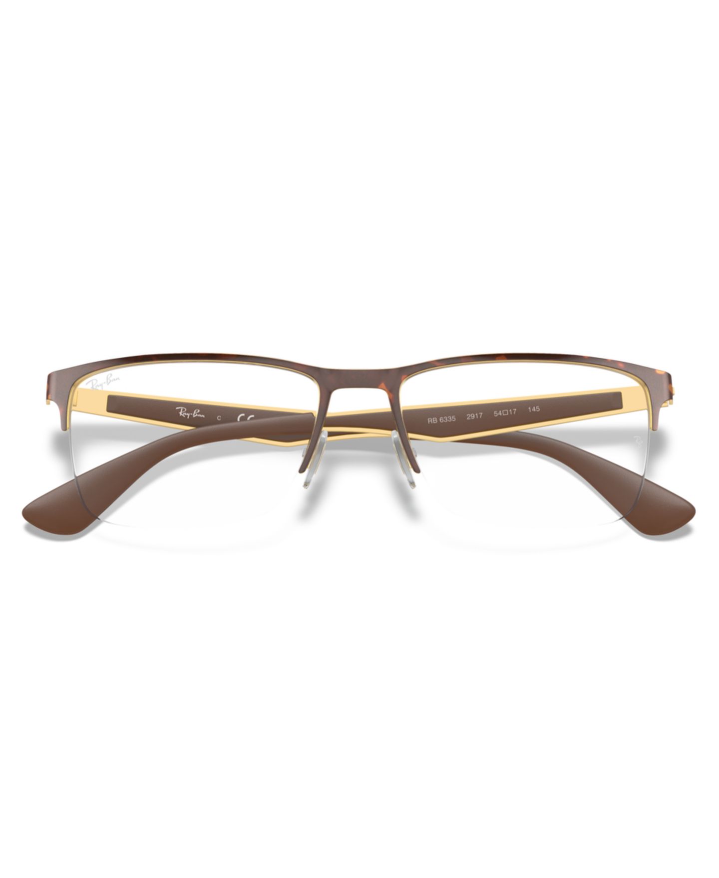 Очки Ray-Ban Unisex Rectangle Metal RB6335 Optics Eyeglasses, цвет: Золотой чёрный — фото 8