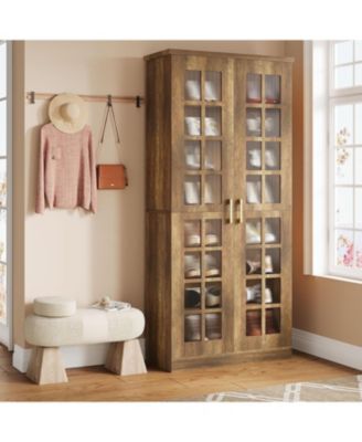 8-Tier Shoe Storage Cabinet with Adjustable Shelves,71-Inch Tall Shoe Cabinet with Doors