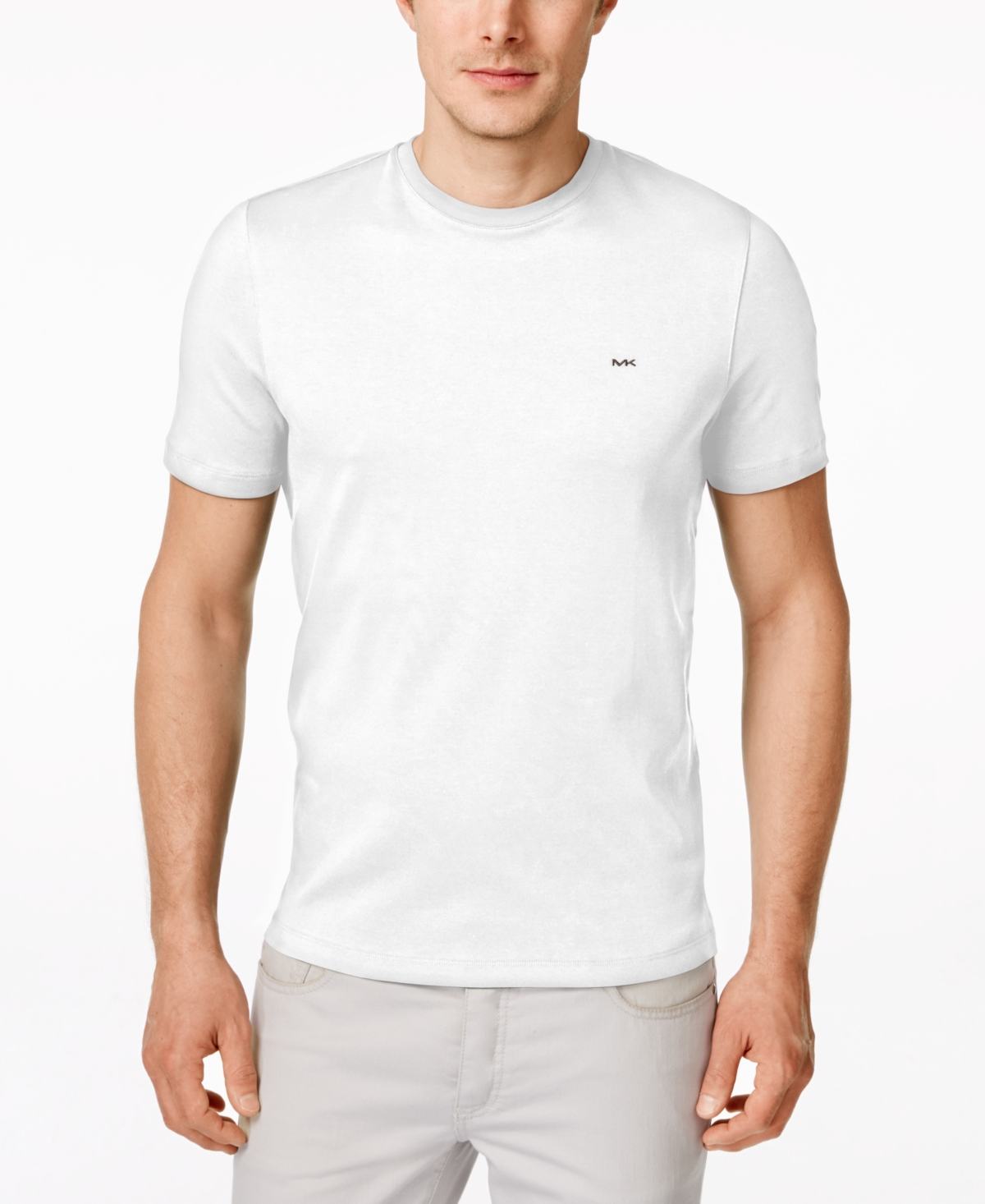 Shop Michael Kors Men's Basic Crew Neck T-shirt In White
