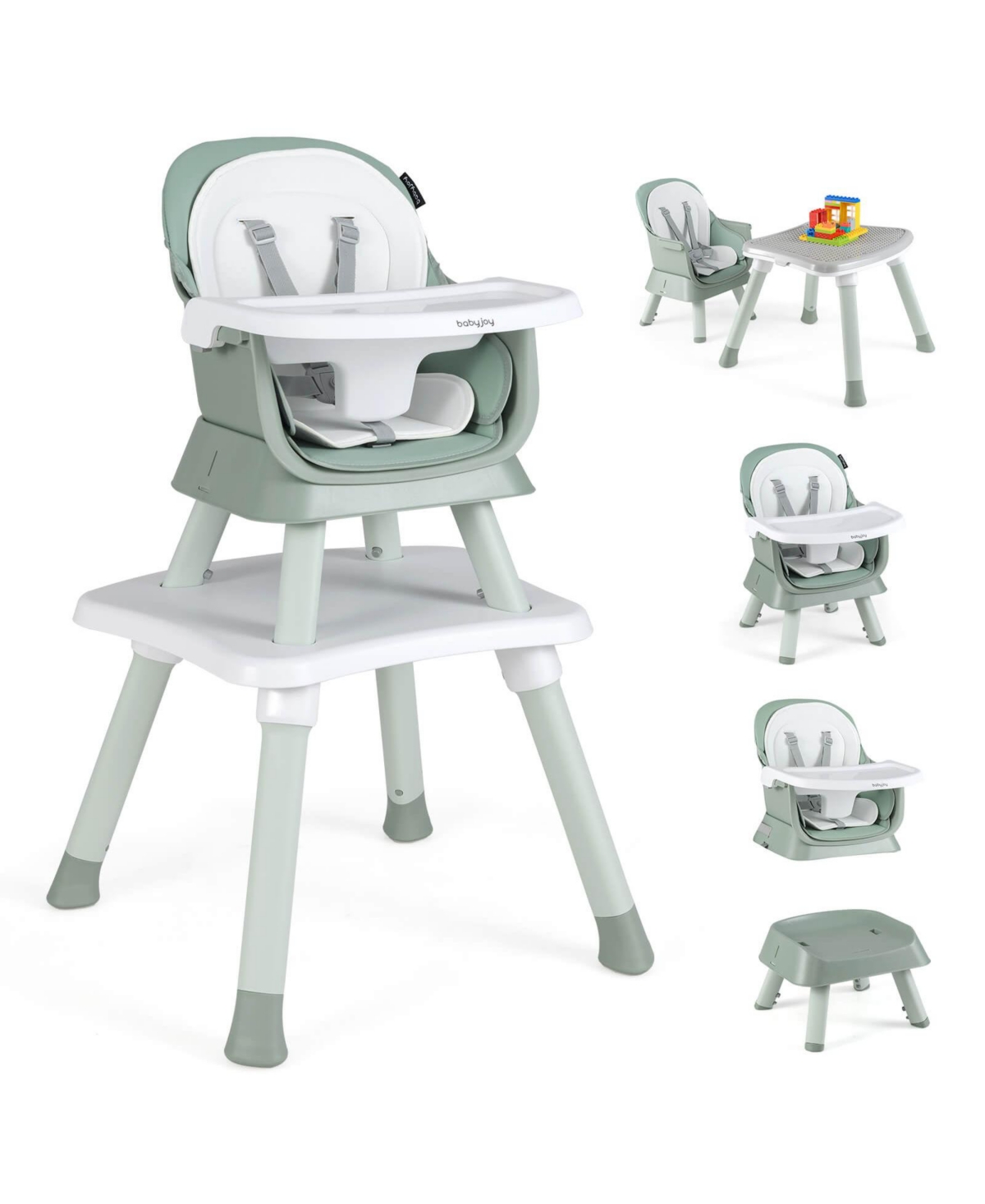 Costway Toddler 8-in-1 High Chair Convertible Dining Booster Seat w/ Removable Tray