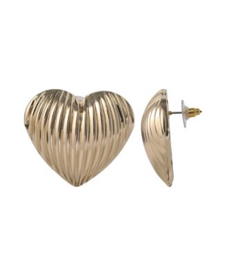 Ribbed Heart Button Earrings
