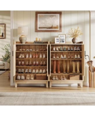 Shoe Cabinet with Doors, 20-Pair Entryway Shoe Storage Cabinet, Farmhouse Shoe Organizer