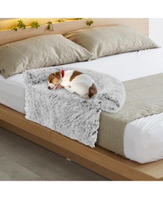 White Plush Calming with Anti-Slip Bottom Dog Couch Bed