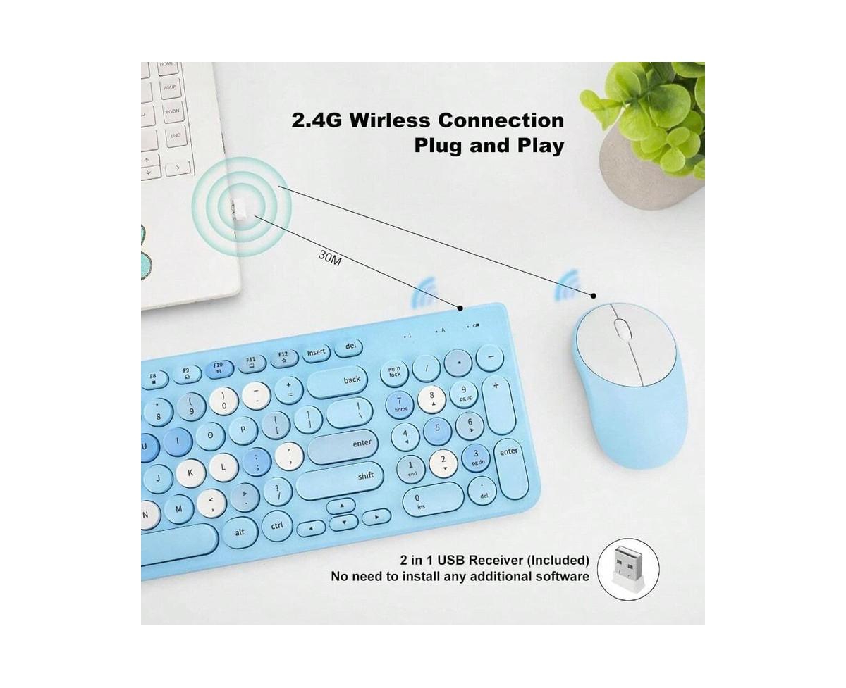 risokeys Wireless Keyboard And Mouse Combo - 2.4GHz -Blue Colorful.