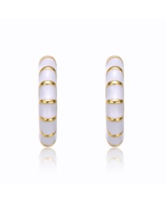 Kids 14K Gold Plated Enamel Seashell Half C-Hoop Earrings