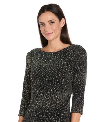 Petite Glitter Knit Round Neck Dress
