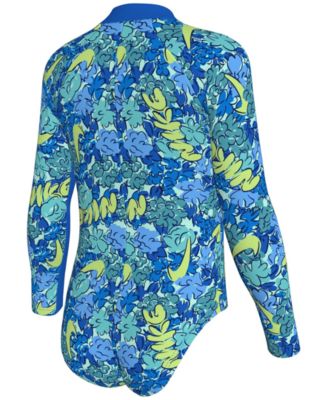 Girls' 4-6X Doodle Floral Long-Sleeve Swimsuit