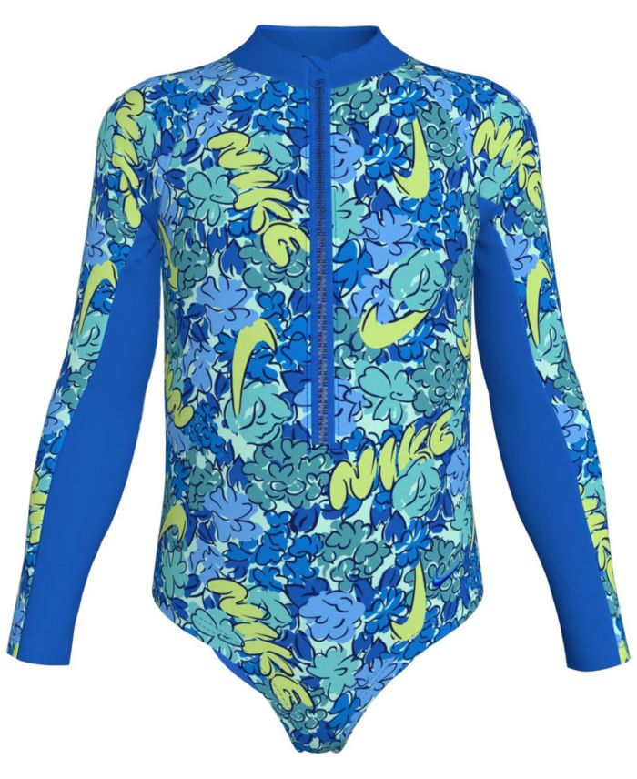 Nike Girls 4 6x Doodle Floral Long Sleeve Swimsuit