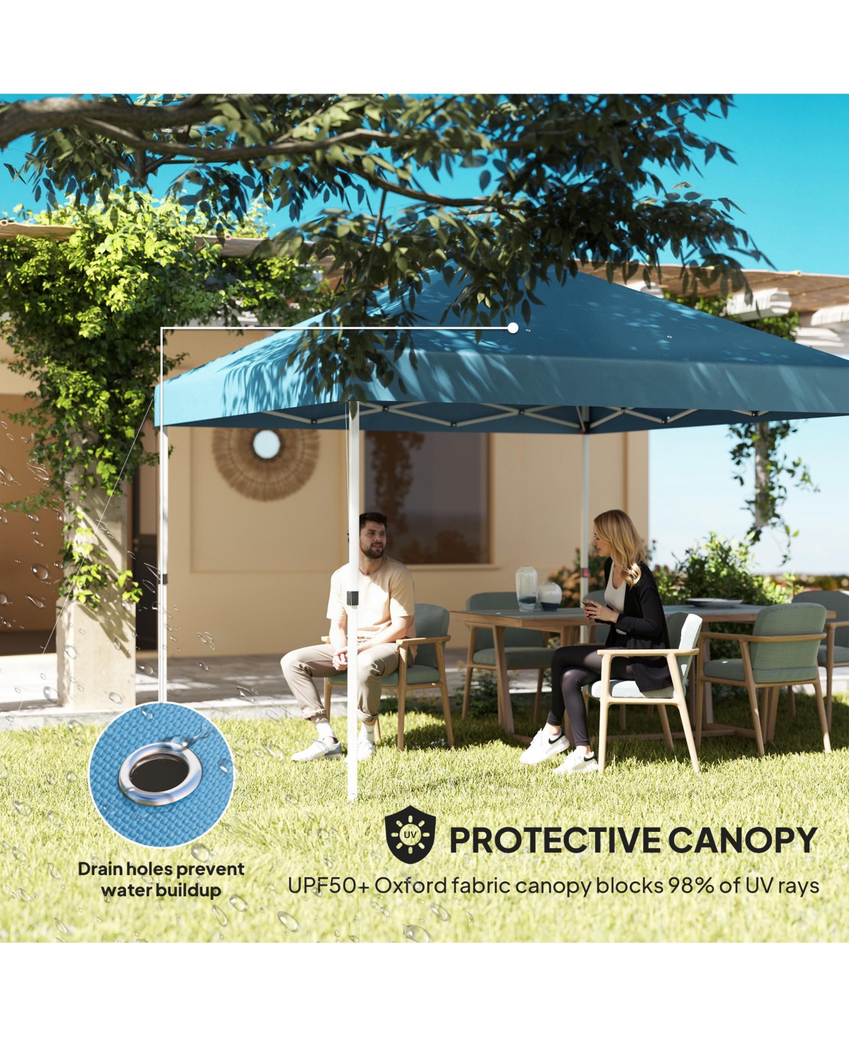 Outsunny 10' x Pop Up Canopy Tent with 2 Half Sidewalls, Dark