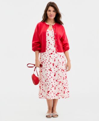 Women's Soft Petal Print Embellished Slip Dress