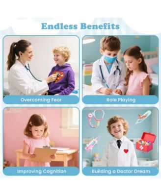 Wooden Doctor Playset with Stethoscope for Toddlers over 3 Years Old