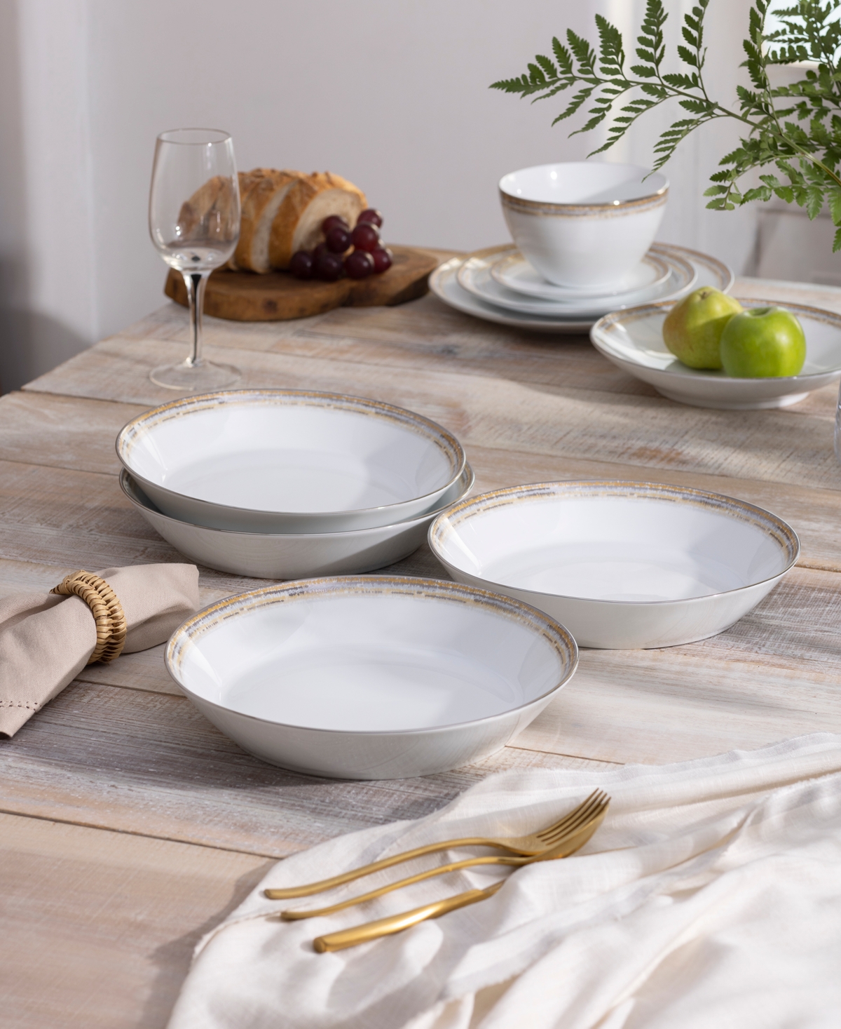 Noritake Raylan Coupe Dinner Bowls, Set Of 4, Service For 4 In White