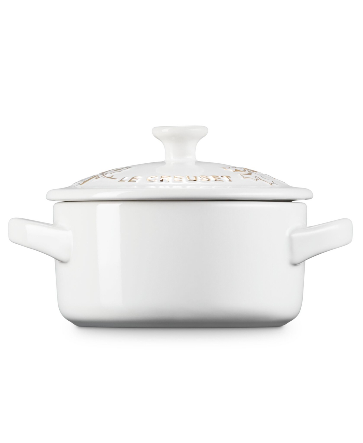 Le Creuset Stoneware Holly Collection 8 Oz. Mini Cocotte In White