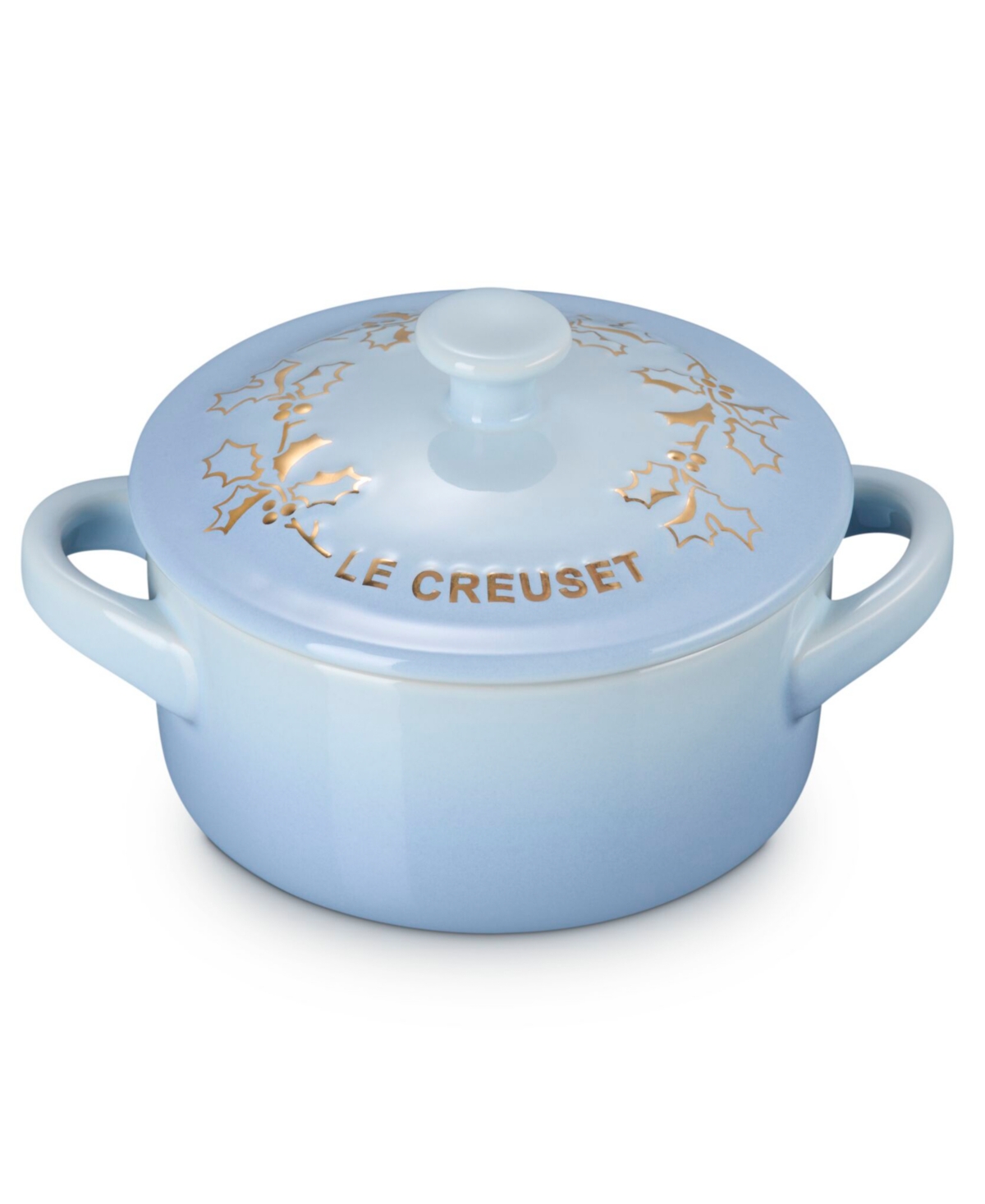 Le Creuset Stoneware Holly Collection 8 Oz. Mini Cocotte In Blue
