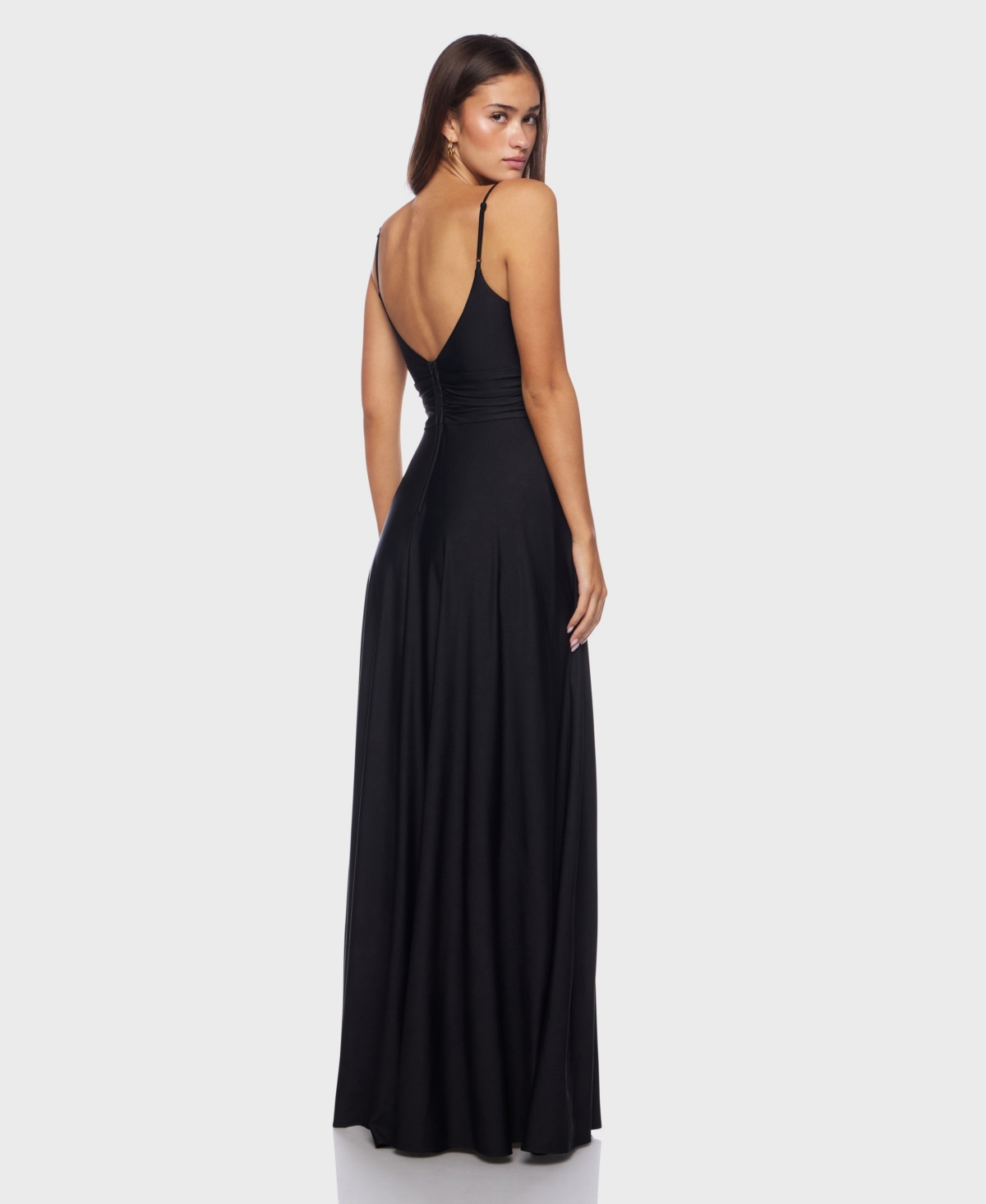 B Darlin Juniors' Sleeveless V-neck Jersey Gown, Created For Macy's In Black