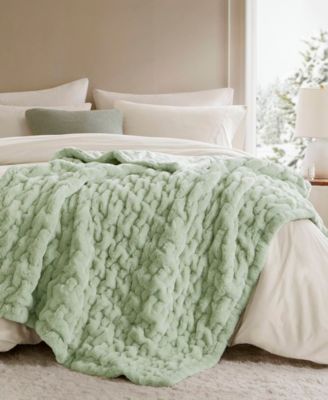 Ruched Reversible Faux-Fur Throw, 50" x 60"