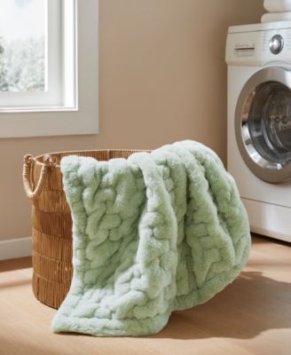 Ruched Reversible Faux-Fur Throw, 50" x 60"