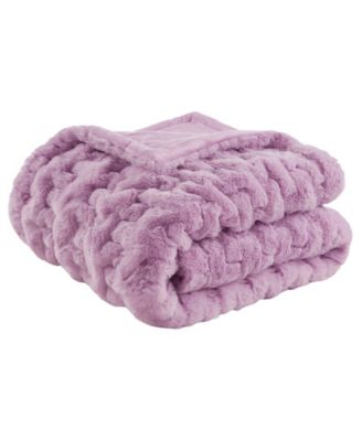 Ruched Reversible Faux-Fur Throw, 50" x 60"