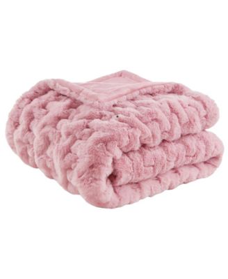 Ruched Reversible Faux-Fur Throw, 50" x 60"