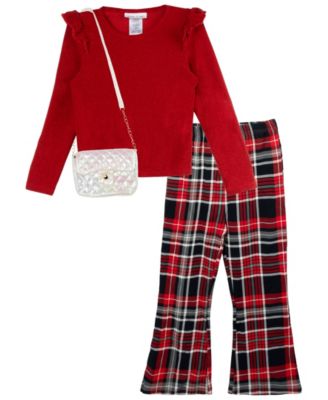 Rare Editions - Girls 4T-6X 3-Piece Long-Sleeve Top, Purse and Pants Set