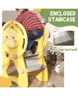 3 in 1 Toddler Slide with Basketball Hoop for Kids 1-3 Years, Yellow