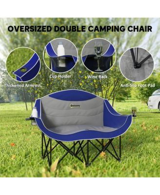 Double Camping Chair for Adults, Padded Folding Camp Chair,