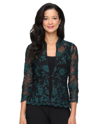 Alex Evenings - Petite Embroidered 3/4-Sleeve Jacket & Tank Set